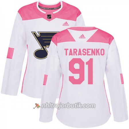 Dame Ishockey St. Louis Blues Tröja Vladimir Tarasenko 91 Adidas 2017-2018 Vit Rosa Fashion Authentic